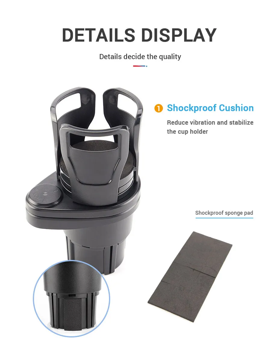 2 in 1 Car Cup Holder Expander 360 Degree Adjustable 2 in 1 Car Cup Holder Expander 360 Degree Adjustable