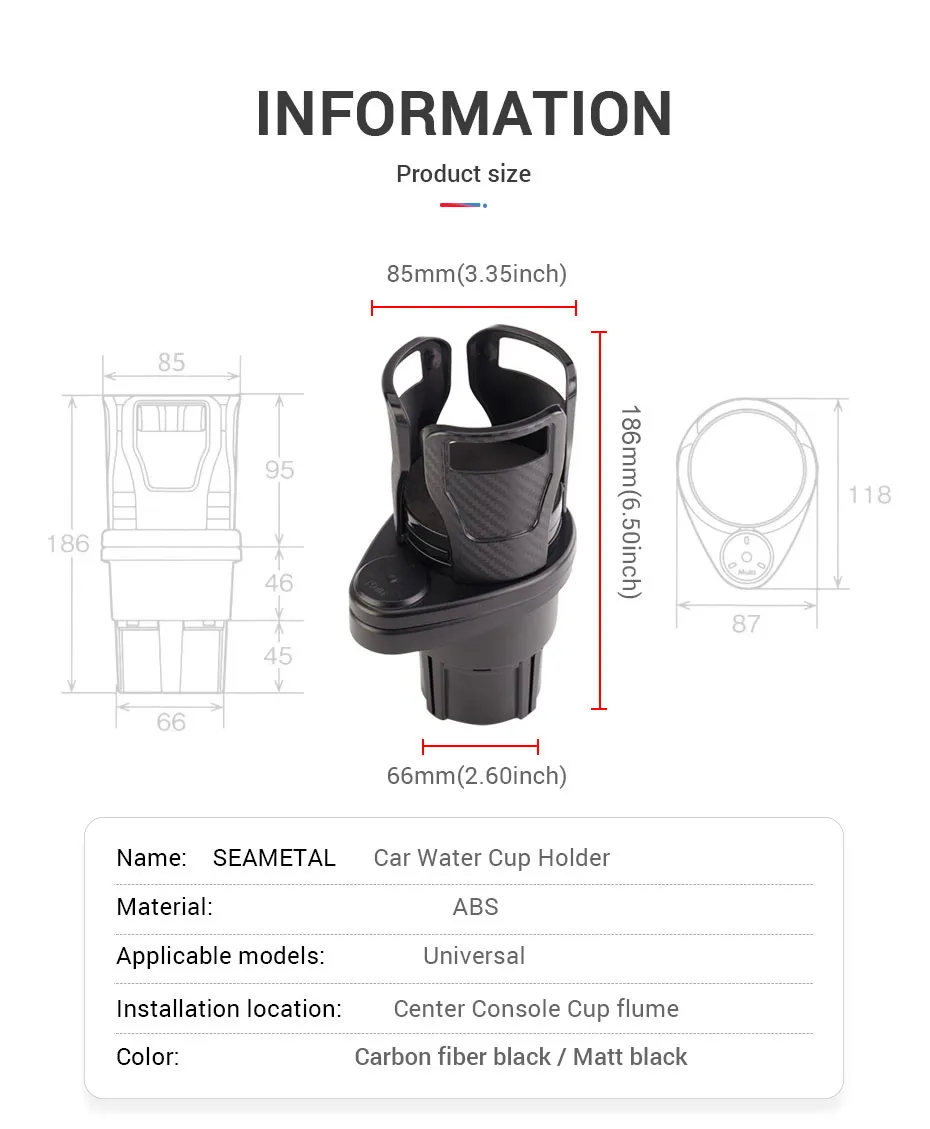2 in 1 Car Cup Holder Expander 360 Degree Adjustable 2 in 1 Car Cup Holder Expander 360 Degree Adjustable